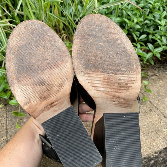 BCBGMAXAZRIA Sara Chunky Square Heel Sandal Ankle Strap Black Leather Size 9.5 - Picture 9 of 11